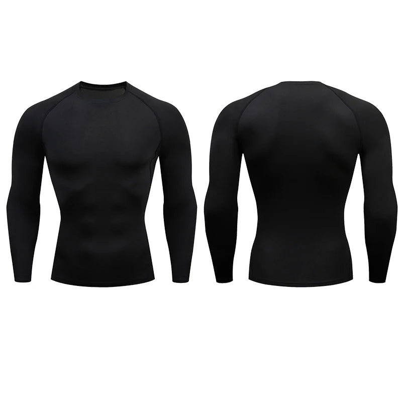 Men's Compression Running Shirt - Long Sleeve Fitness Shirt, Dry Fit Sportswear for Gym, Training & Jogging