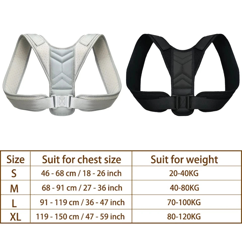 Adjustable Back Posture Corrector & Neck Brace – Shoulder Support for Home & Office