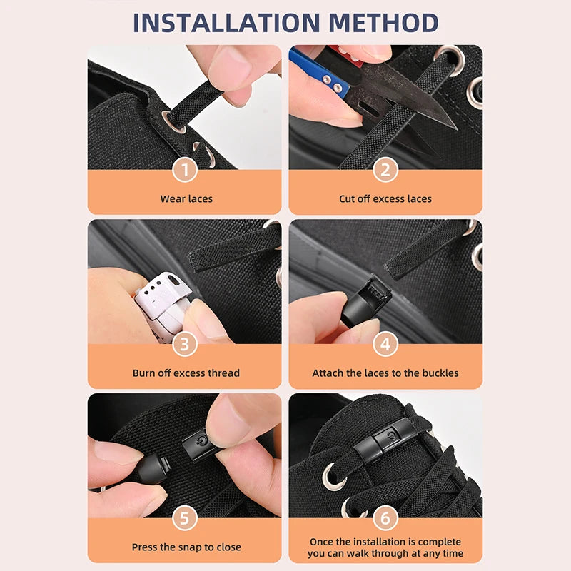 8mm No Tie Shoe Laces – Press Lock Elastic Shoelaces for Kids & Adults, Widened Flat No-Tie Sneakers Laces