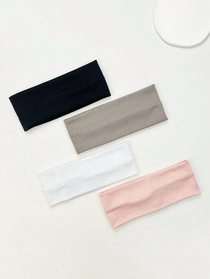 4 Pcs Solid Color Elastic Hairbands for Women – Vintage & Cute Hair Accessories (SET A)