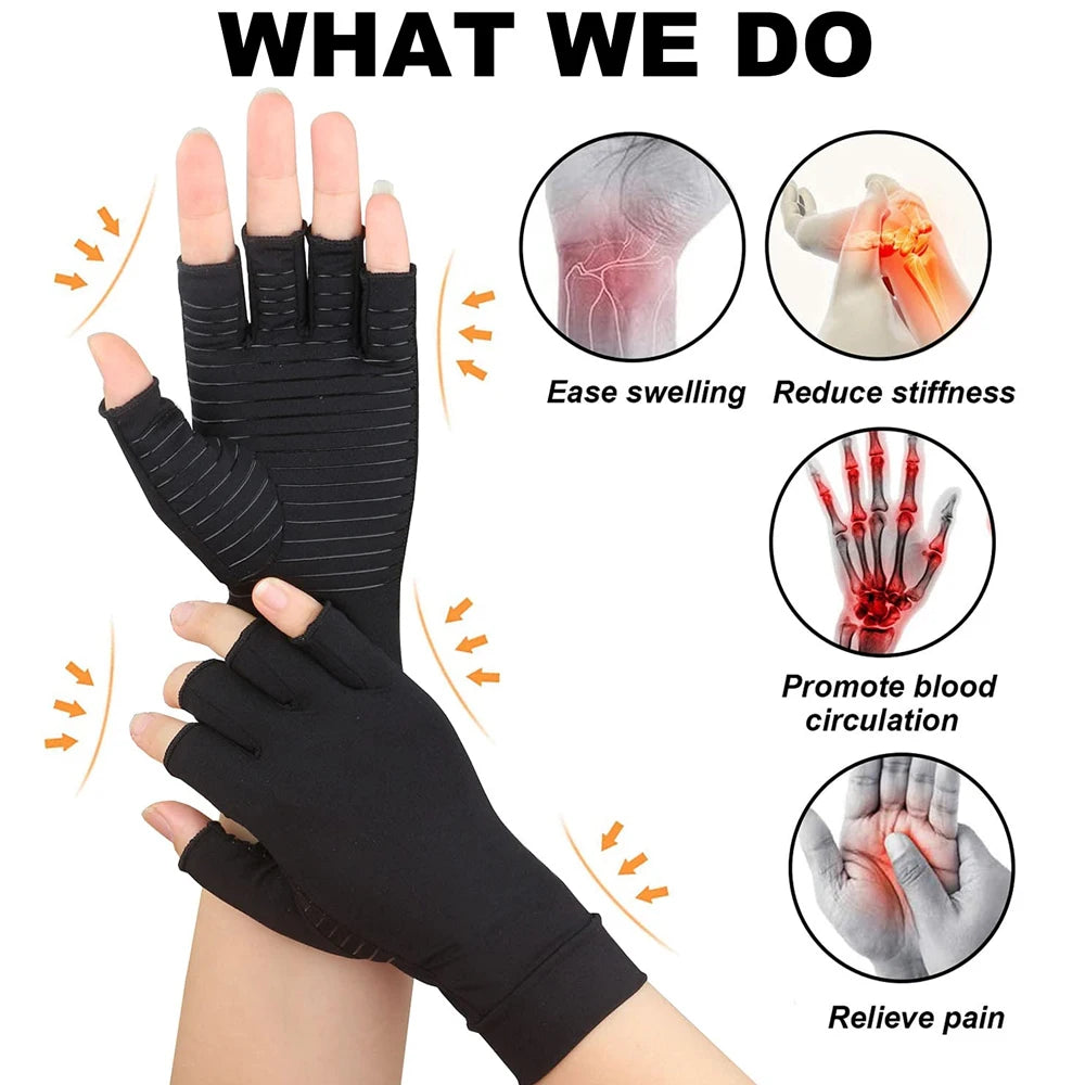 Copper Arthritis Compression Gloves – Fingerless Gloves for Typing & Relief (Women & Men)