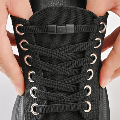 8mm No Tie Shoe Laces – Press Lock Elastic Shoelaces for Kids & Adults, Widened Flat No-Tie Sneakers Laces