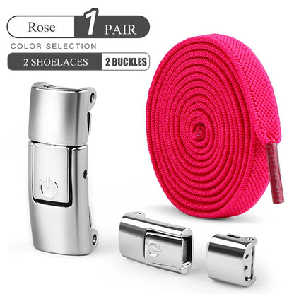 8mm No Tie Shoe Laces – Press Lock Elastic Shoelaces for Kids & Adults, Widened Flat No-Tie Sneakers Laces
