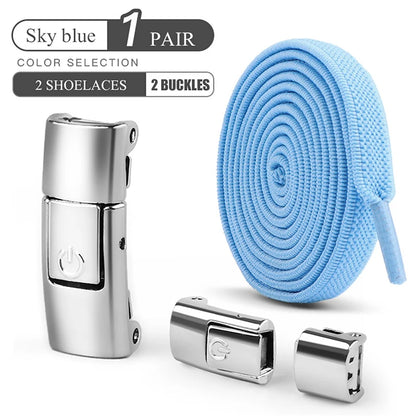 8mm No Tie Shoe Laces – Press Lock Elastic Shoelaces for Kids & Adults, Widened Flat No-Tie Sneakers Laces