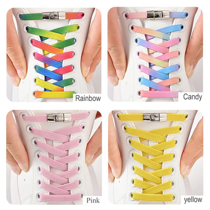 8mm No Tie Shoe Laces – Press Lock Elastic Shoelaces for Kids & Adults, Widened Flat No-Tie Sneakers Laces