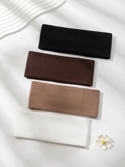 4 Pcs Solid Color Elastic Hairbands for Women – Vintage & Cute Hair Accessories (SET C)