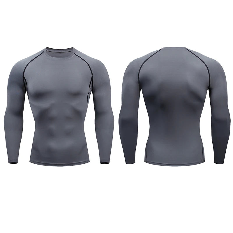 Men's Compression Running Shirt - Long Sleeve Fitness Shirt, Dry Fit Sportswear for Gym, Training & Jogging