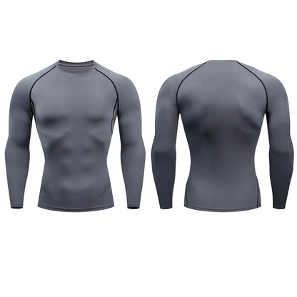 Men's Compression Running Shirt - Long Sleeve Fitness Shirt, Dry Fit Sportswear for Gym, Training & Jogging