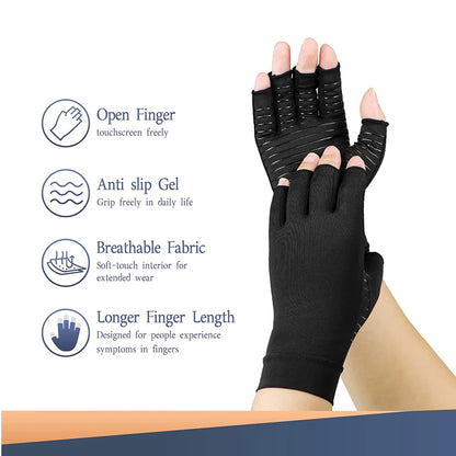 Copper Arthritis Compression Gloves – Fingerless Gloves for Typing & Relief (Women & Men)