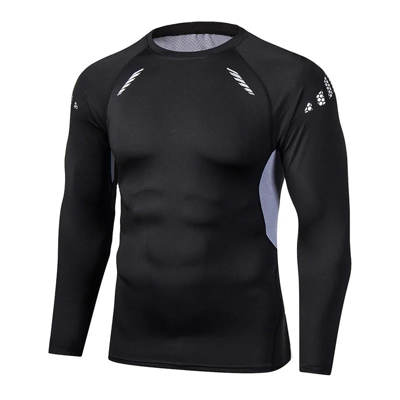 Men's Compression Running Shirt - Long Sleeve Fitness Shirt, Dry Fit Sportswear for Gym, Training & Jogging