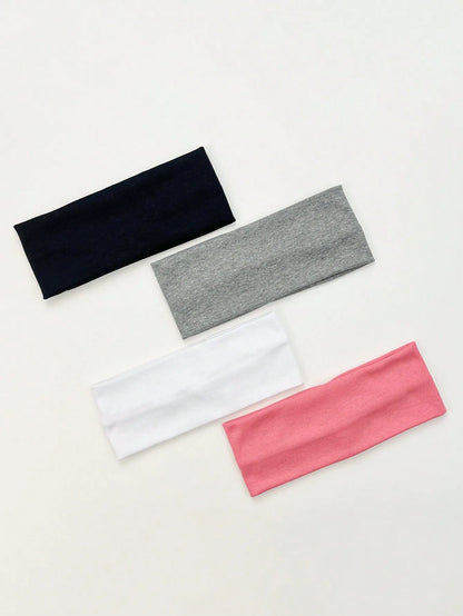 4 Pcs Solid Color Elastic Hairbands for Women – Vintage & Cute Hair Accessories (SET A)
