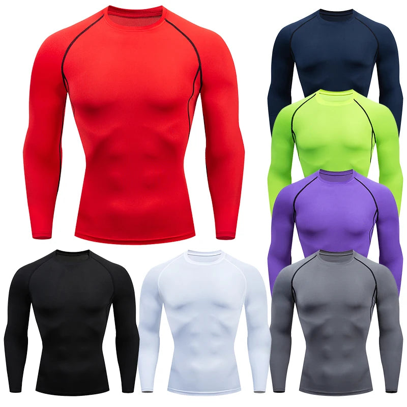 Men's Compression Running Shirt - Long Sleeve Fitness Shirt, Dry Fit Sportswear for Gym, Training & Jogging