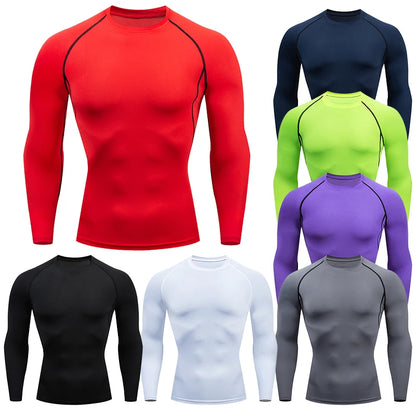 Men's Compression Running Shirt - Long Sleeve Fitness Shirt, Dry Fit Sportswear for Gym, Training & Jogging