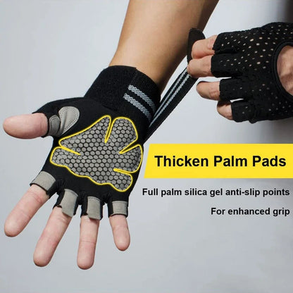 Half Finger Gym Fitness Gloves with Wrist Wrap Support (1 Pair)