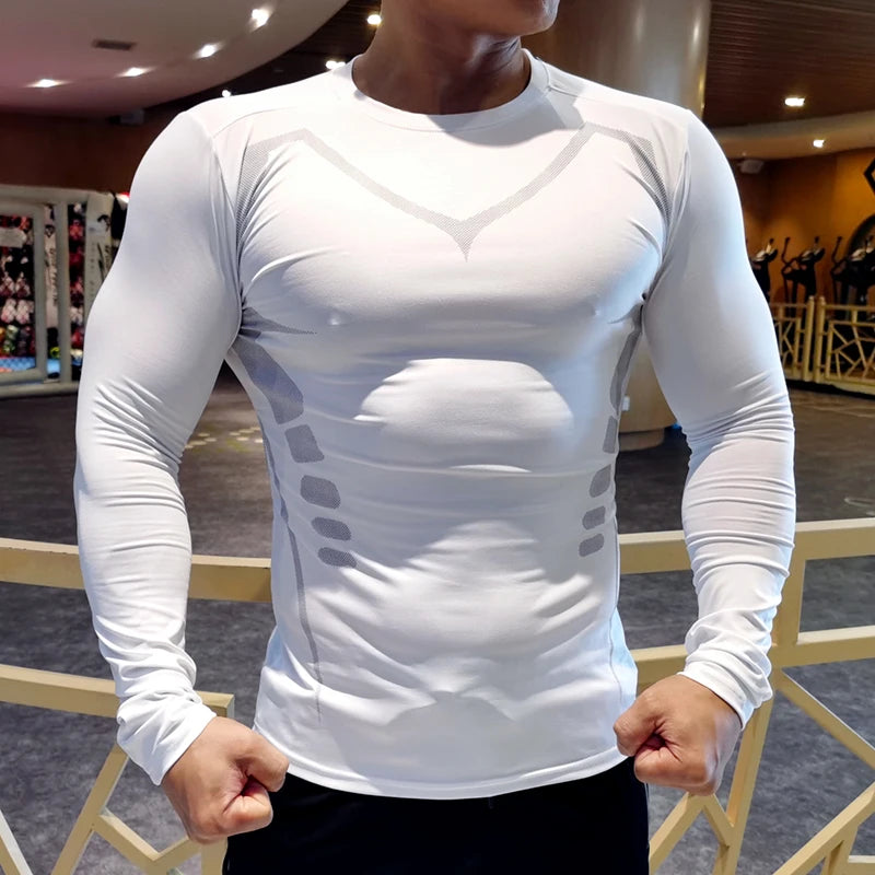 Men's Compression Running Shirt - Long Sleeve Fitness Shirt, Dry Fit Sportswear for Gym, Training & Jogging