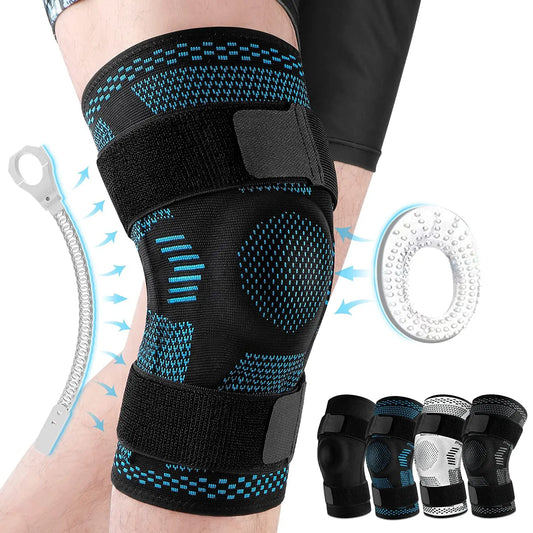 Knee Brace Support Sleeve with Side Stabilizers & Patella Gel for Knee Pain Relief, Meniscus Tear & ACL Injury Recovery - 1PC