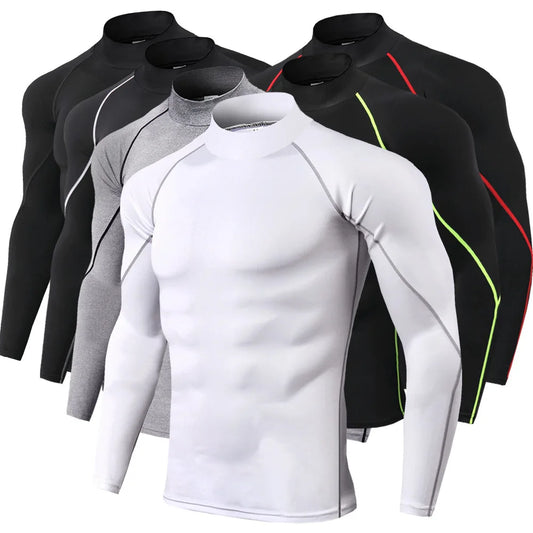 Men's Long Sleeve Compression T-Shirt - Quick Dry Bodybuilding & Running Shirt for Gym Fitness