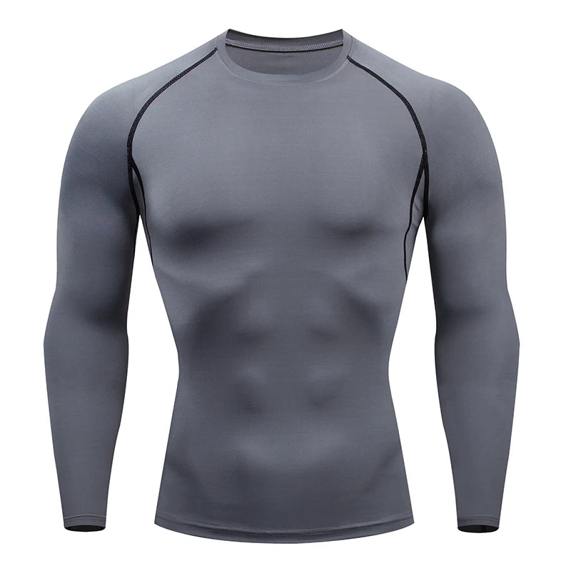 Men's Compression Running Shirt - Long Sleeve Fitness Shirt, Dry Fit Sportswear for Gym, Training & Jogging