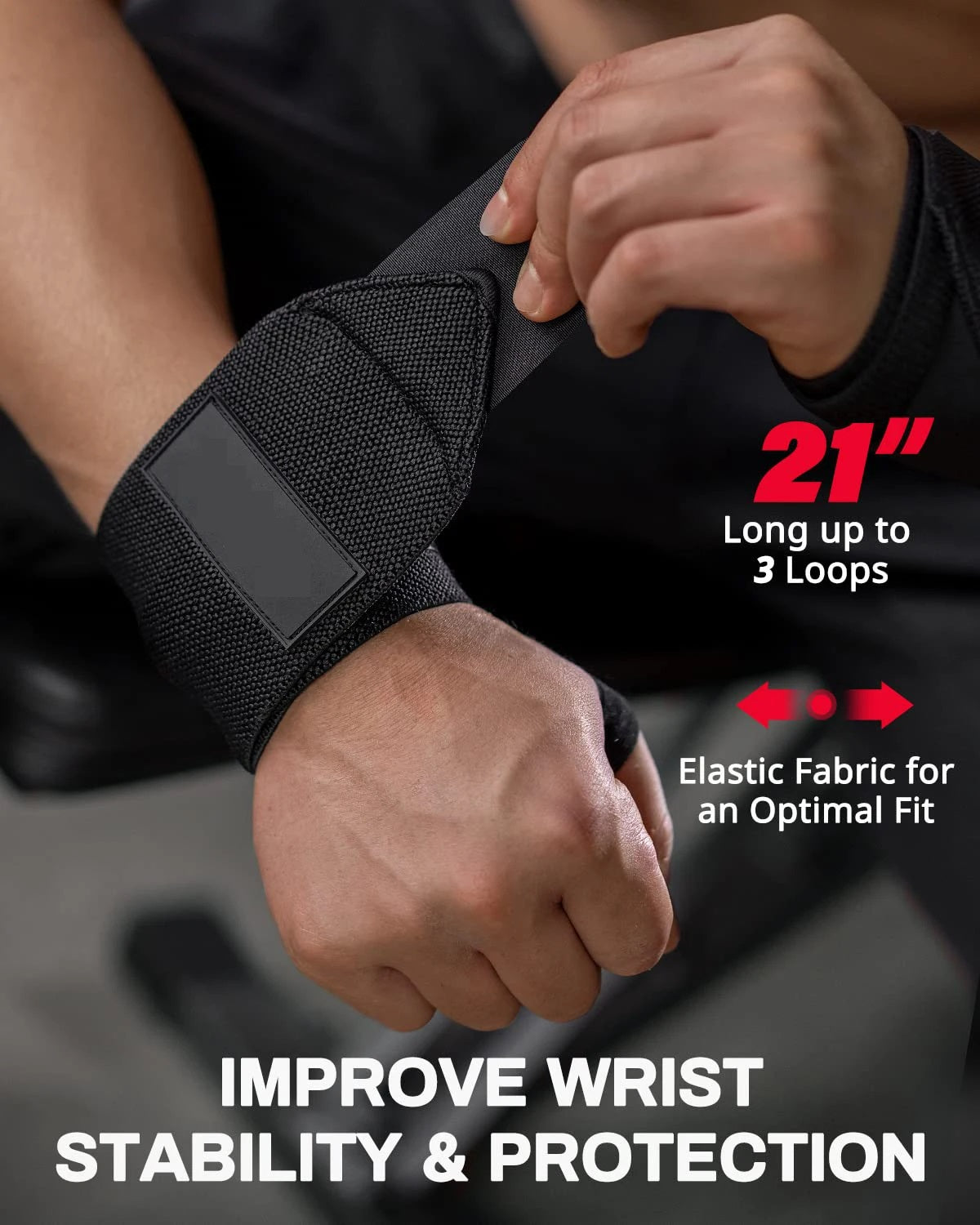 Wrist Support Brace - 1 Pair Extra Strength Weight Lifting Wrist Wraps for Gym & Fitness Training