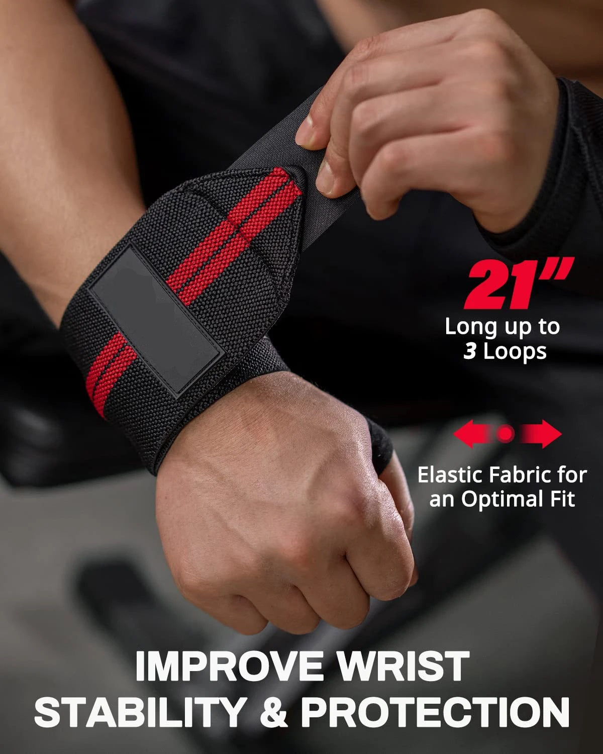 Wrist Support Brace - 1 Pair Extra Strength Weight Lifting Wrist Wraps for Gym & Fitness Training